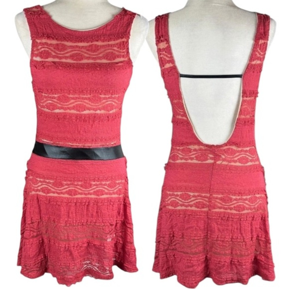 Y2K Ruffle Mini Dress Womens Size Medium Party Backless Clubwear Festival Flirty